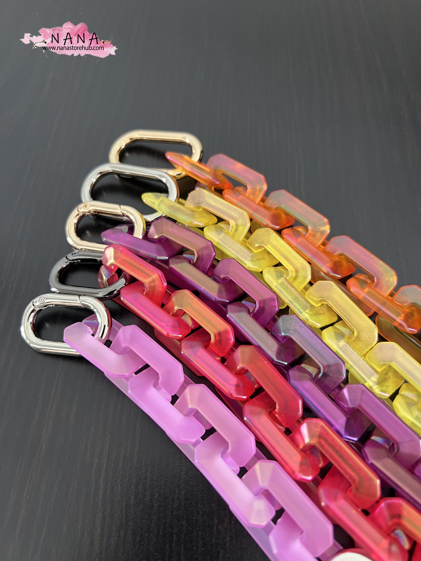 Rubber Neon Acrylic High Quality Purse Chain,Metal Shoulder Handbag Strap,Replacement Handle Chain,Metal Crossbody Bag Chain Strap LD-3087