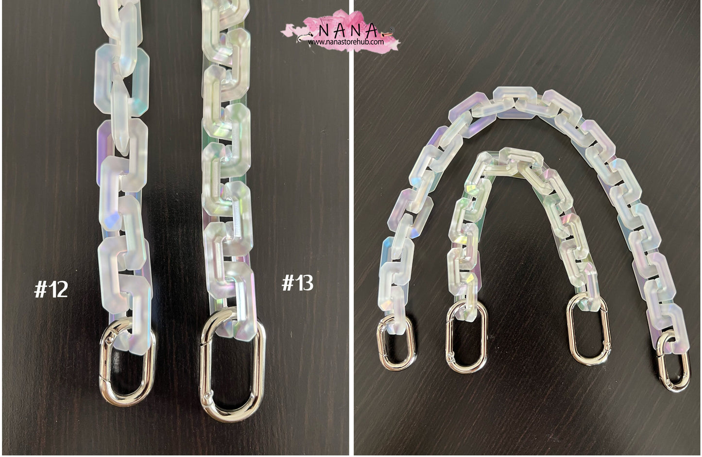 Rubber Neon Acrylic High Quality Purse Chain,Metal Shoulder Handbag Strap,Replacement Handle Chain,Metal Crossbody Bag Chain Strap LD-3087