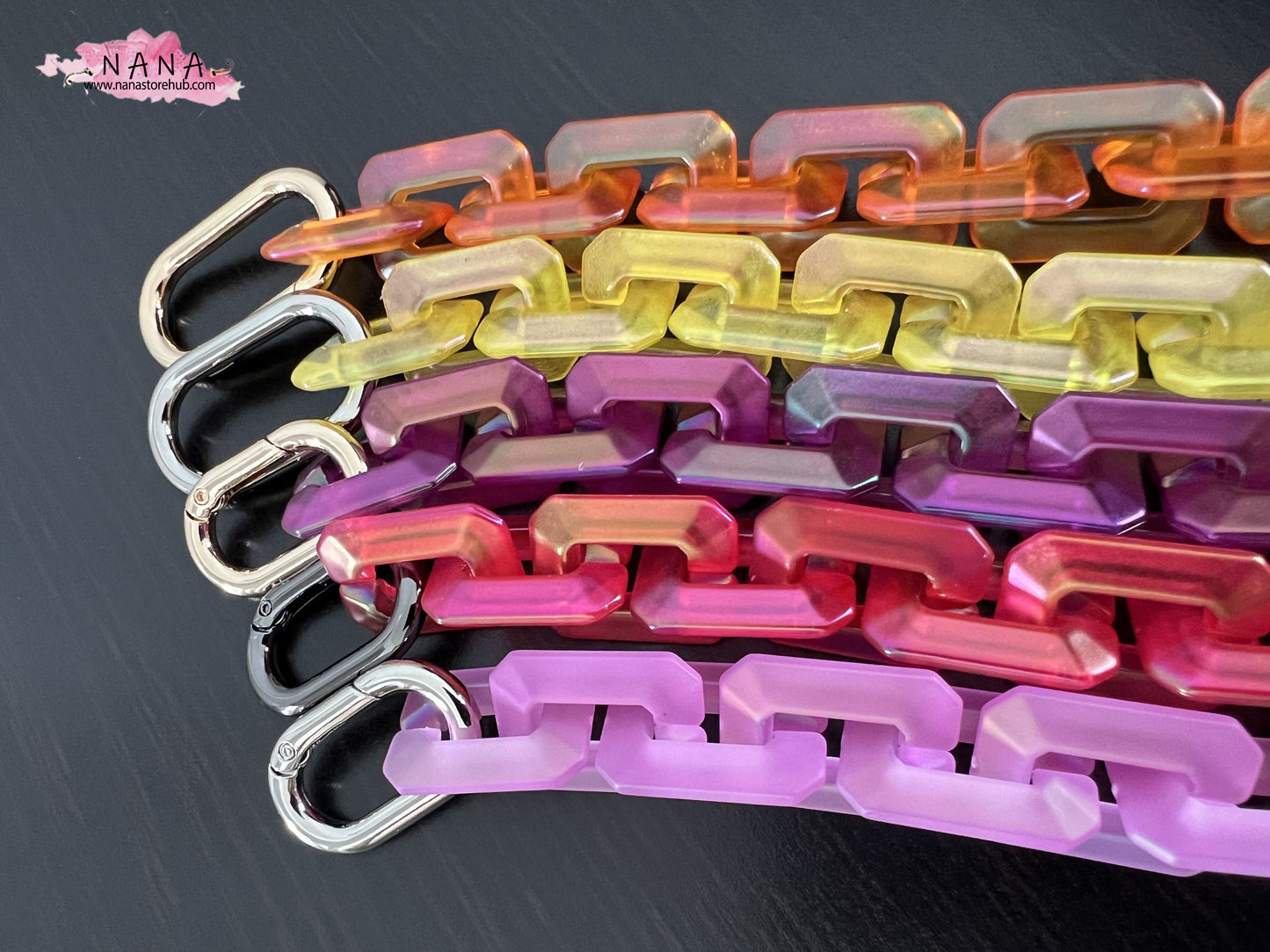 Rubber Neon Acrylic High Quality Purse Chain,Metal Shoulder Handbag Strap,Replacement Handle Chain,Metal Crossbody Bag Chain Strap LD-3087