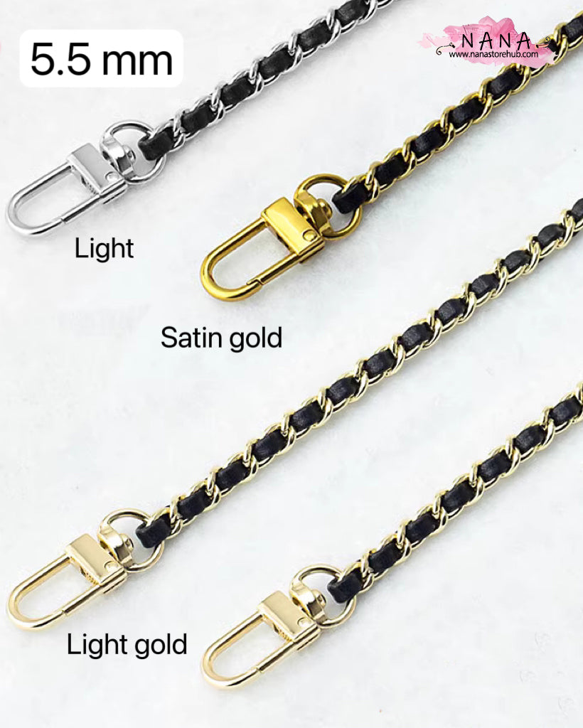 21 Color, 5.5 mm High Quality Purse Chain,Copper and PU Leather, Metal Shoulder Handbag Strap,Bag Strap, Bag Accessories, JD-3155