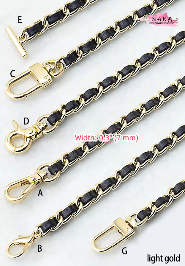 21 Color, 7 mm High Quality Purse Chain,Copper and PU Leather, Metal Shoulder Handbag Strap,Bag Strap, Bag Accessories, JD-3156