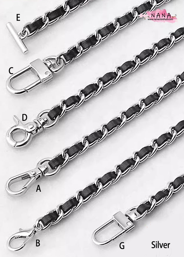 21 Color, 7 mm High Quality Purse Chain,Copper and PU Leather, Metal Shoulder Handbag Strap,Bag Strap, Bag Accessories, JD-3156