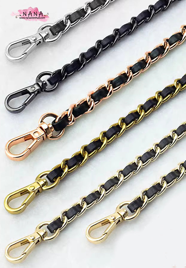 21 Color, 7 mm High Quality Purse Chain,Copper and PU Leather, Metal Shoulder Handbag Strap,Bag Strap, Bag Accessories, JD-3156