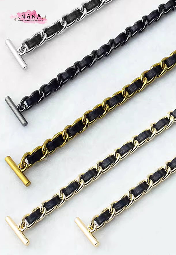 21 Color, 7 mm High Quality Purse Chain,Copper and PU Leather, Metal Shoulder Handbag Strap,Bag Strap, Bag Accessories, JD-3156