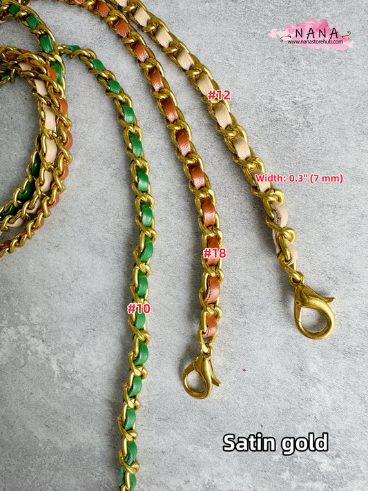 21 Color, 7 mm High Quality Purse Chain,Copper and PU Leather, Metal Shoulder Handbag Strap,Bag Strap, Bag Accessories, JD-3156