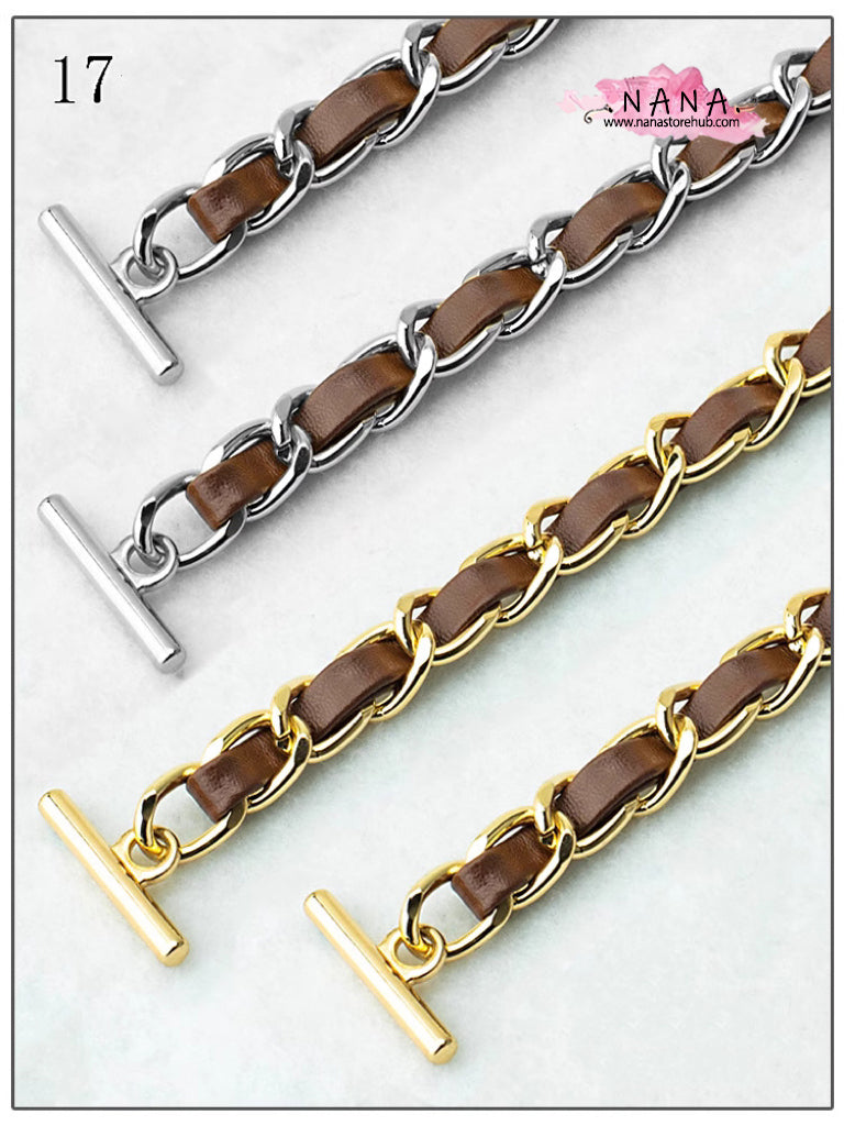 21 Color, 11 mm High Quality Purse Chain,Copper and PU Leather, Metal Shoulder Handbag Strap,Bag Strap, Bag Accessories, JD-3158