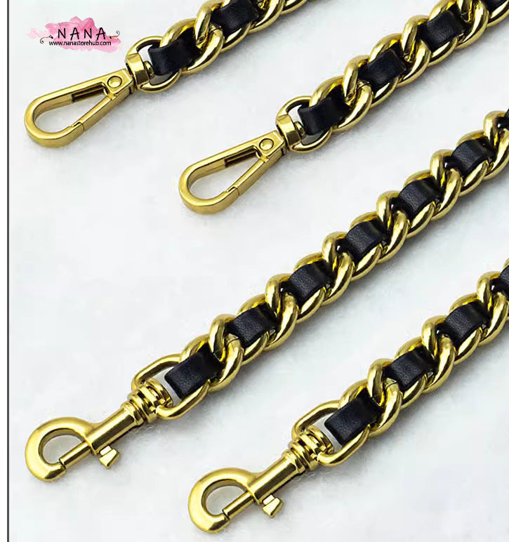 21 Color, 13 mm High Quality Purse Chain,Copper and PU Leather, Metal Shoulder Handbag Strap,Bag Strap, Bag Accessories, JD-3159