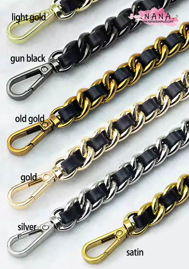 21 Color, 13 mm High Quality Purse Chain,Copper and PU Leather, Metal Shoulder Handbag Strap,Bag Strap, Bag Accessories, JD-3159