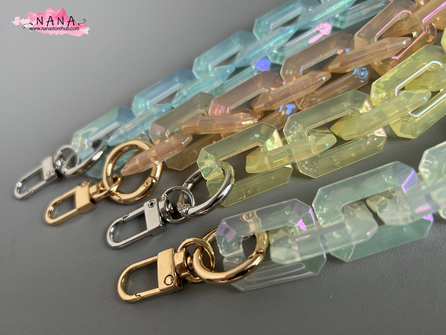 Transparent Phantom Acrylic High Quality Purse Chain,Metal Shoulder Handbag Strap,Replacement Handle Chain,Metal Crossbody Strap, LD-3166