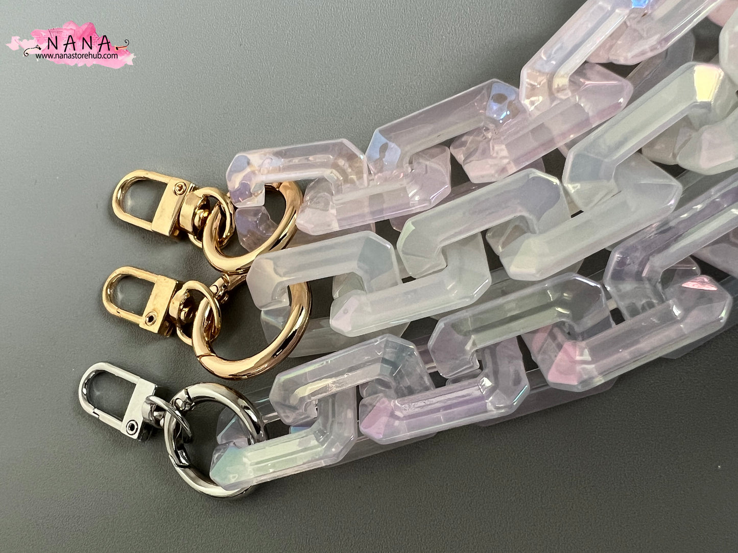 Transparent Phantom Acrylic High Quality Purse Chain,Metal Shoulder Handbag Strap,Replacement Handle Chain,Metal Crossbody Strap, LD-3166