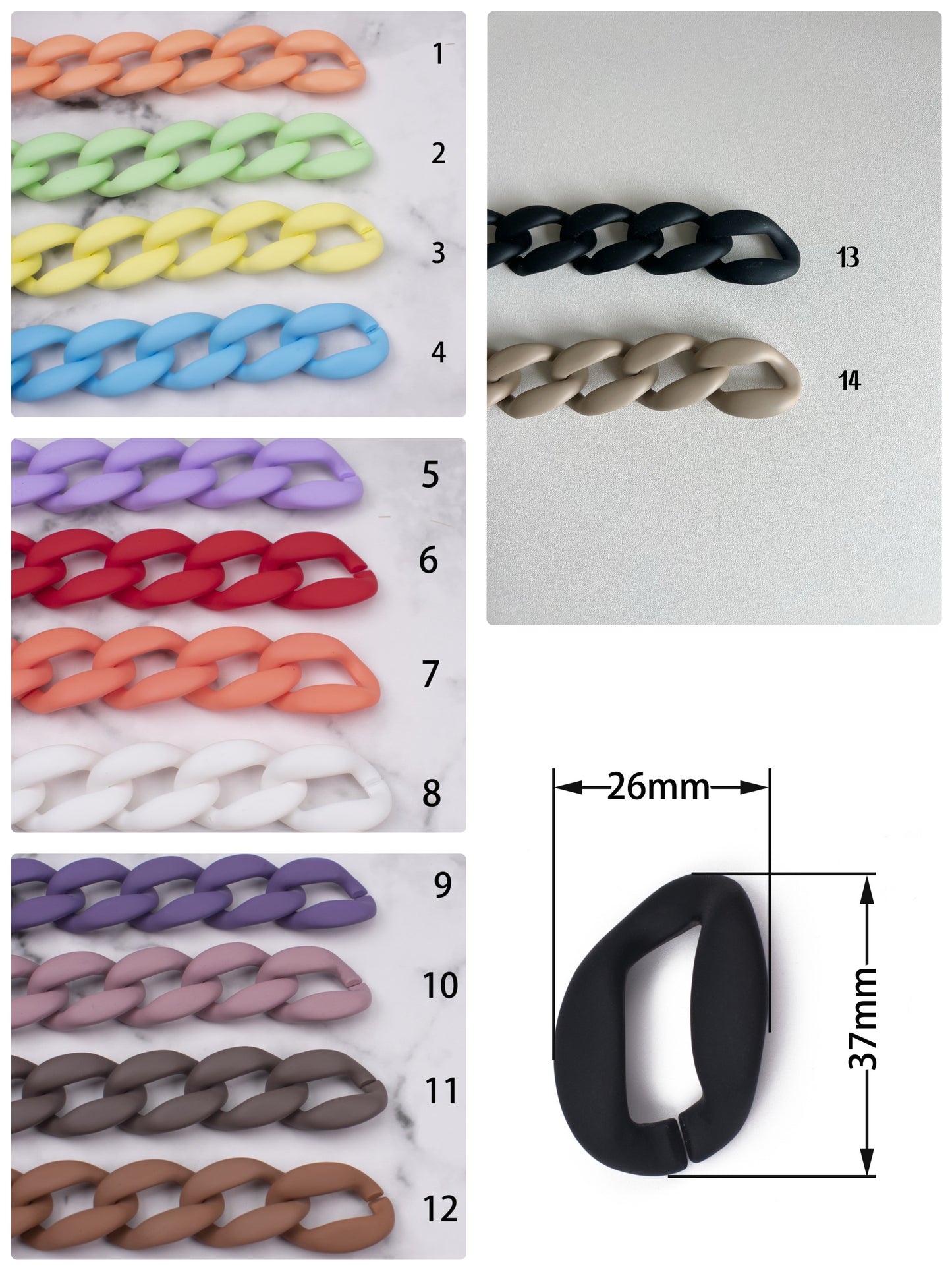 26x37mm Acrylic High Quality Purse Chain, Metal Shoulder Handbag Strap, Replacement Handle Chain, Metal Crossbody Bag Chain Strap LD-3167