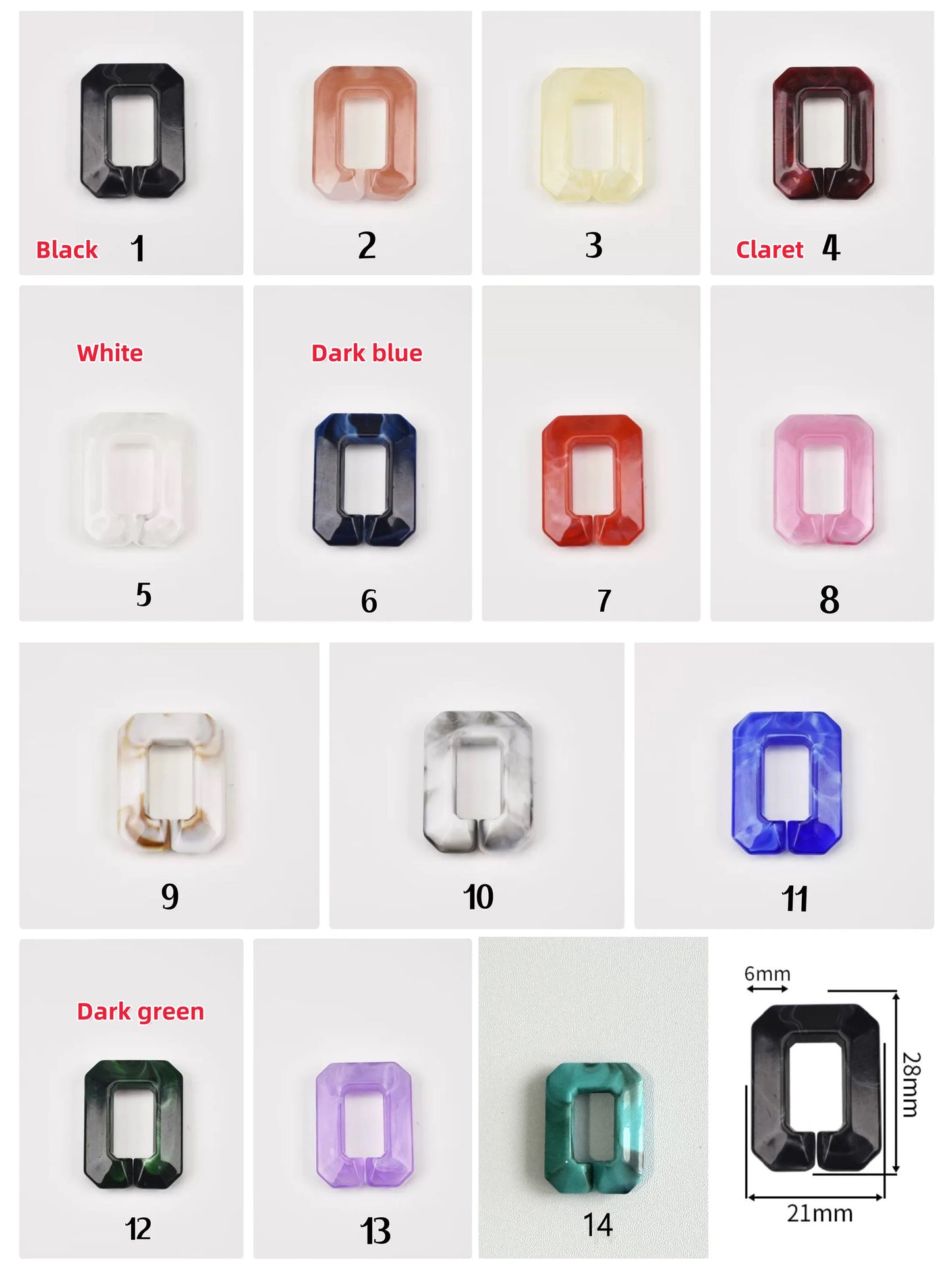 21x28mm Acrylic High Quality Purse Chain, Metal Shoulder Handbag Strap, Replacement Handle Chain, Metal Crossbody Bag Chain Strap LD-3214