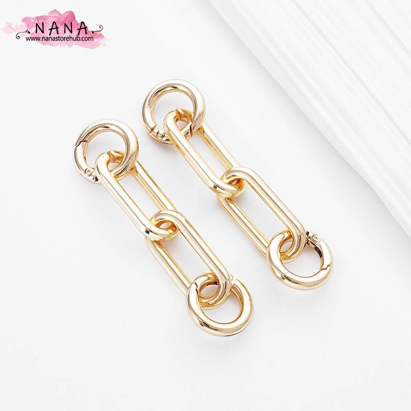 A pair of 15mm Straight Gold High Quality Purse Extension Chain, Metal Shoulder Extension Handbag Strap,Bag Strap, Bag Accessories, JD-3256