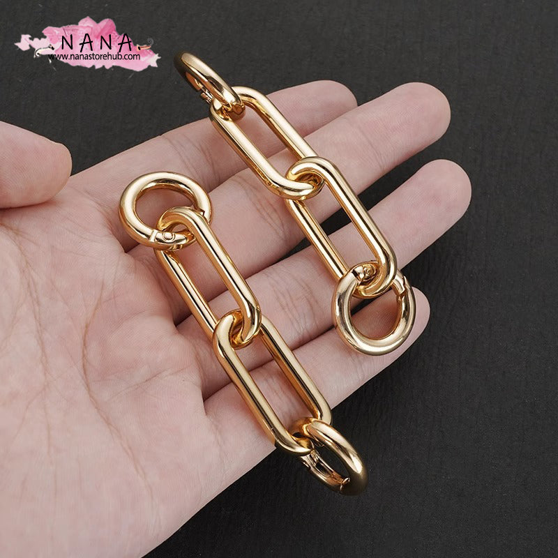 A pair of 15mm Straight Gold High Quality Purse Extension Chain, Metal Shoulder Extension Handbag Strap,Bag Strap, Bag Accessories, JD-3256