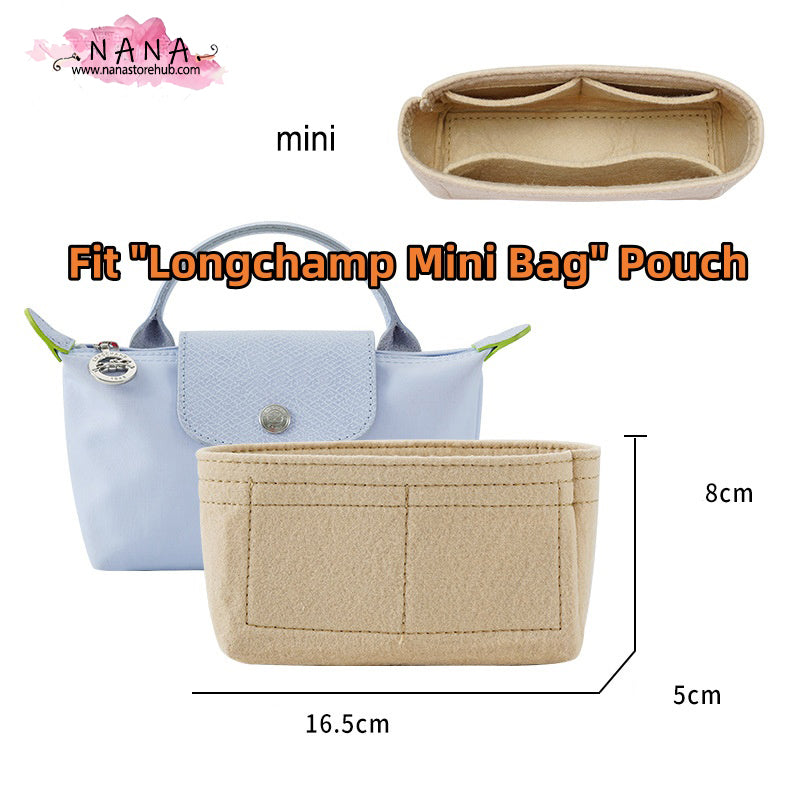 4 Size,Purse Organizer Insert Fit "Longchamp Bag" Pouch Handbag Shaper Premium Felt,Bag Shaper,Bag Liner, JD-3260