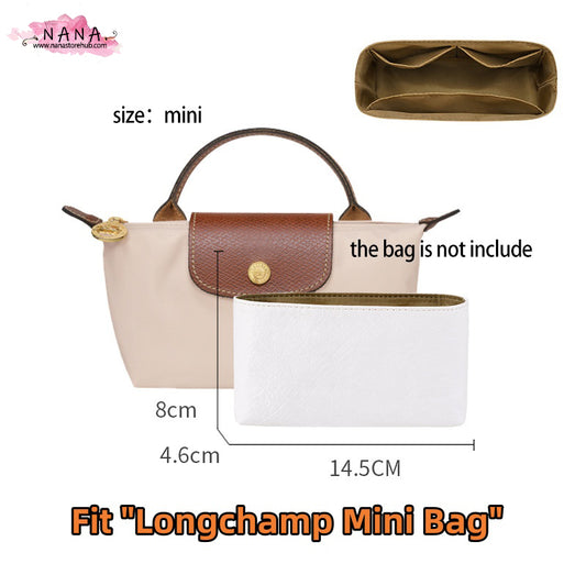 4 Size, Purse Organizer Insert Fit "Longchamp Mini/Small/Medium/Large Bag" Pouch Handbag Shaper Premium Felt,Bag Shaper,Bag Liner, JD-3322