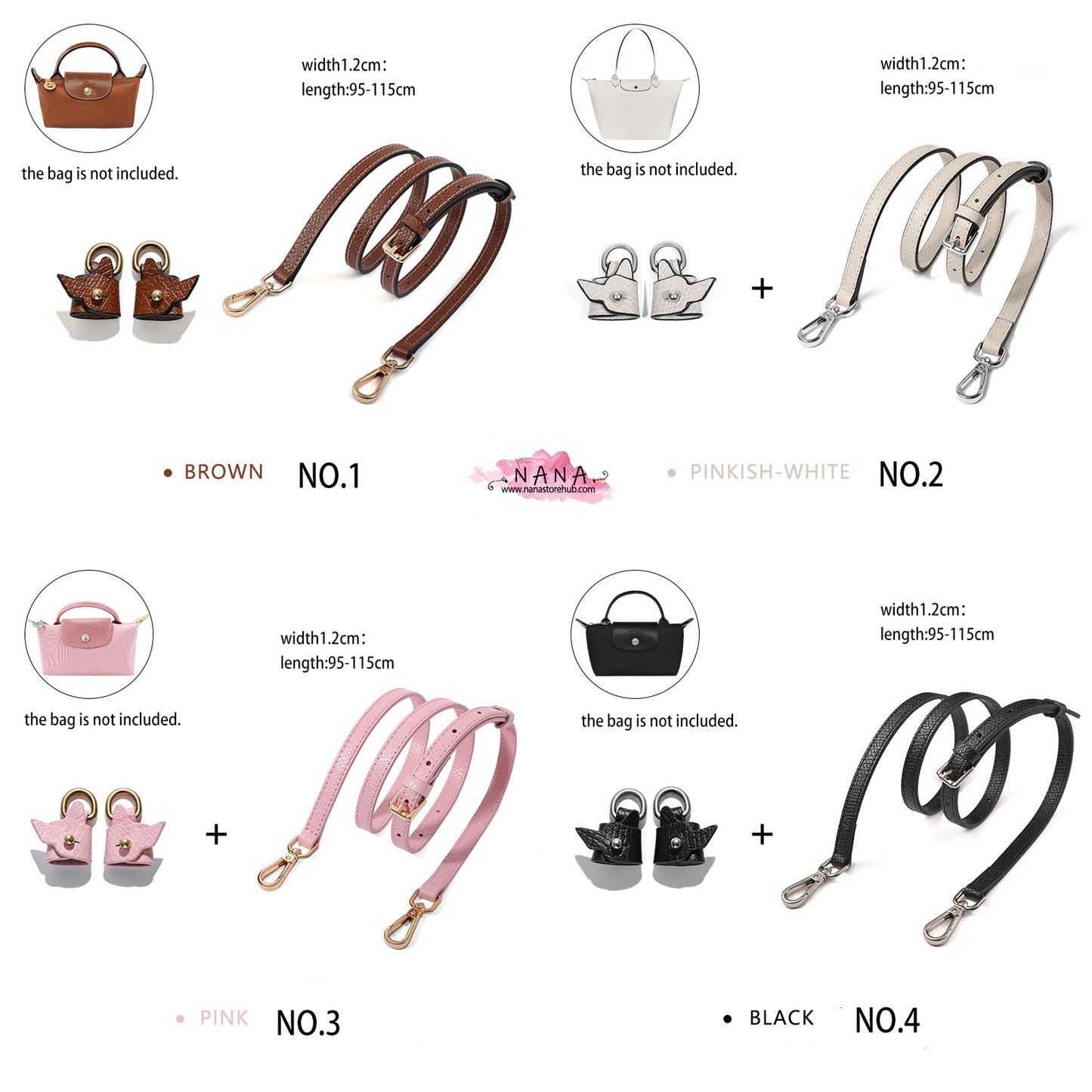 High Quality Leather Wrapping,Fit "MINI Longchamp bag"Leather Shoulder Handbag Strap,Replacement Handle,Metal Crossbody Strap,A-36/LD-3549