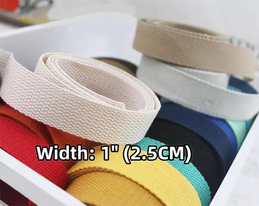 30 Color Variety, 1 Inch Cotton Webbing: Robust Straps for Tote Bags, Bag Handles, and Upholstery Applications ,JD-3563