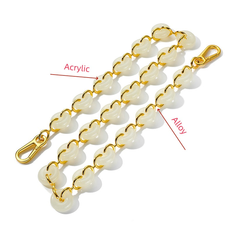 21mm High Quality Purse Chain Strap,Alloy Acrylic and Iron, Metal Shoulder Handbag Strap,Purse Replacement Chains,JD-3575