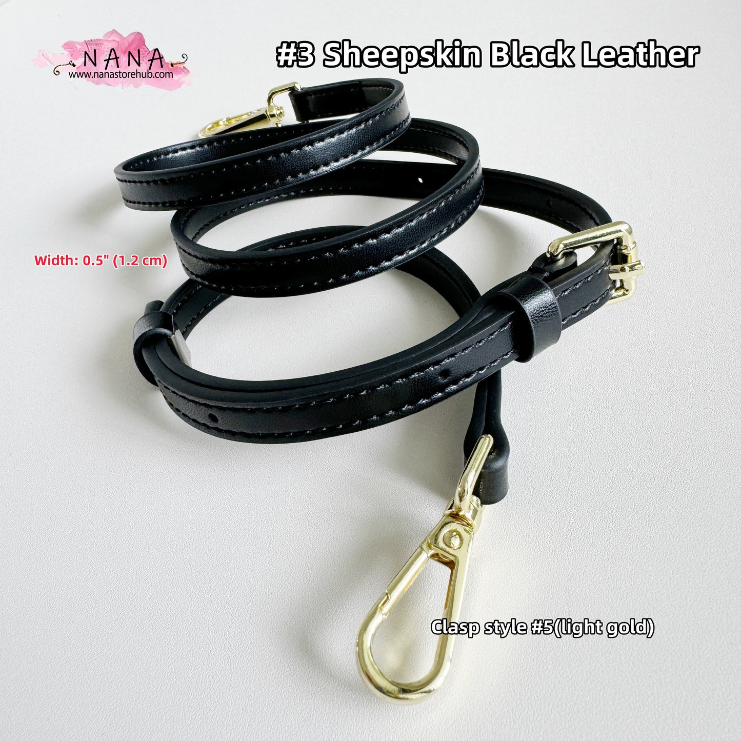 Black High Quality Cow Leather Wrapping, Caviar Cow Leather Shoulder Handbag Strap, Replacement Handle , Bag Accessories, JD-3624