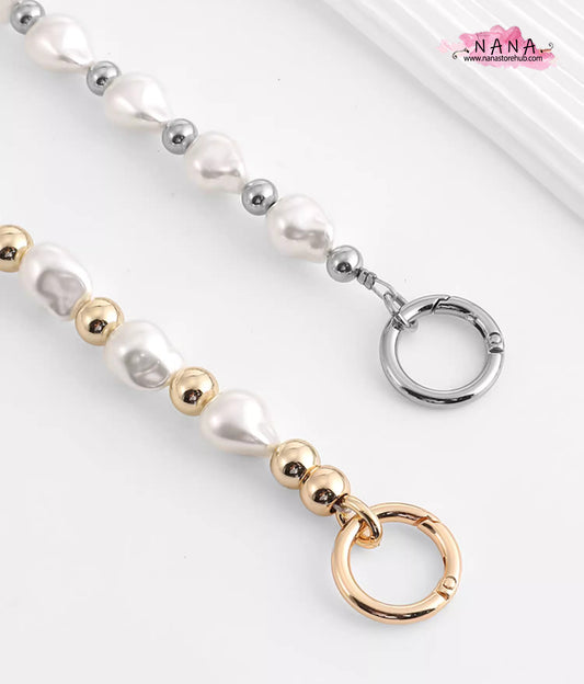 Pearl High Quality Purse Chain,Alloy and Pearl, Metal Shoulder Handbag Strap,Bag Strap, Bag Accessories, Detachable,JD-3630