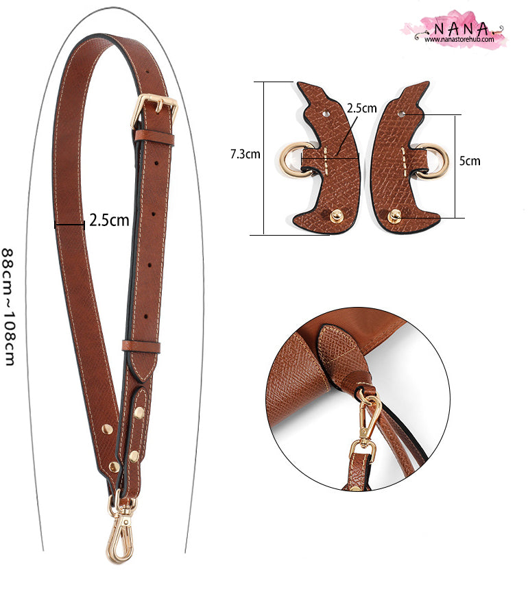 High Quality Leather Wrapping,Fit "S/M/L  Longchamp bag"Leather Shoulder Handbag Strap,Replacement Handle,Metal Crossbody Strap,A-50/JD-3674