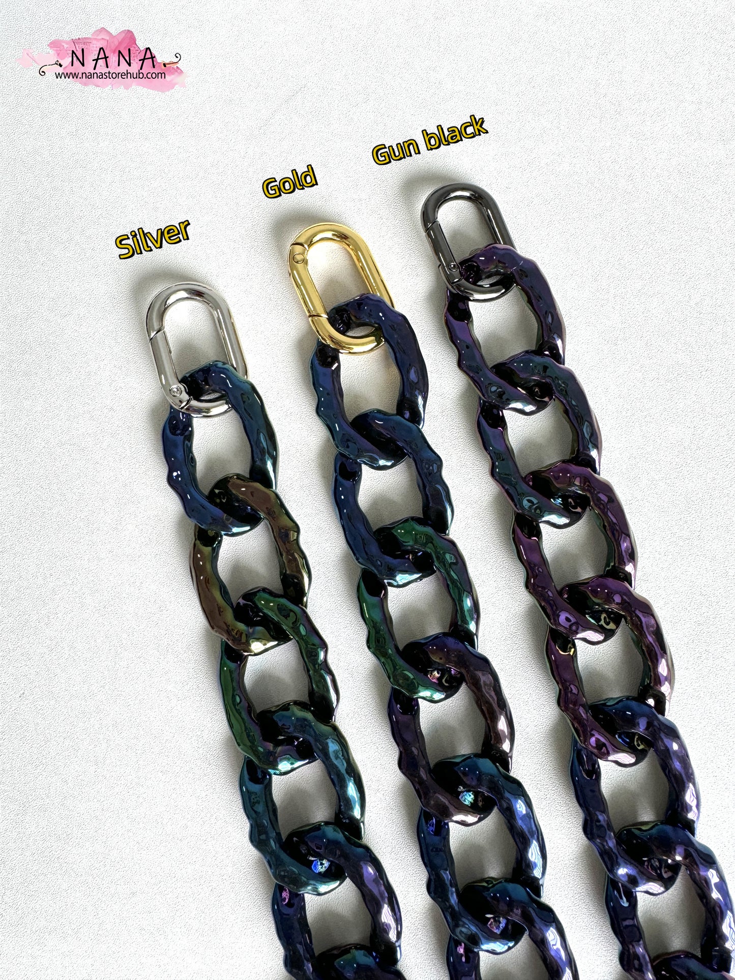 28x42mm Rainbow Acrylic High Quality Purse Chain,Metal Shoulder Handbag Strap, Replacement Handle Chain,Metal Crossbody Bag Strap,LD-3737