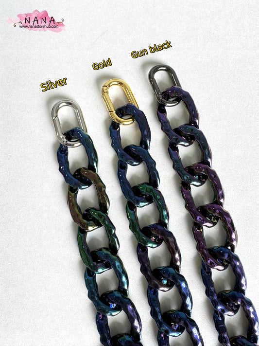 28x42mm Rainbow Acrylic High Quality Purse Chain,Metal Shoulder Handbag Strap, Replacement Handle Chain,Metal Crossbody Bag Strap,LD-3737