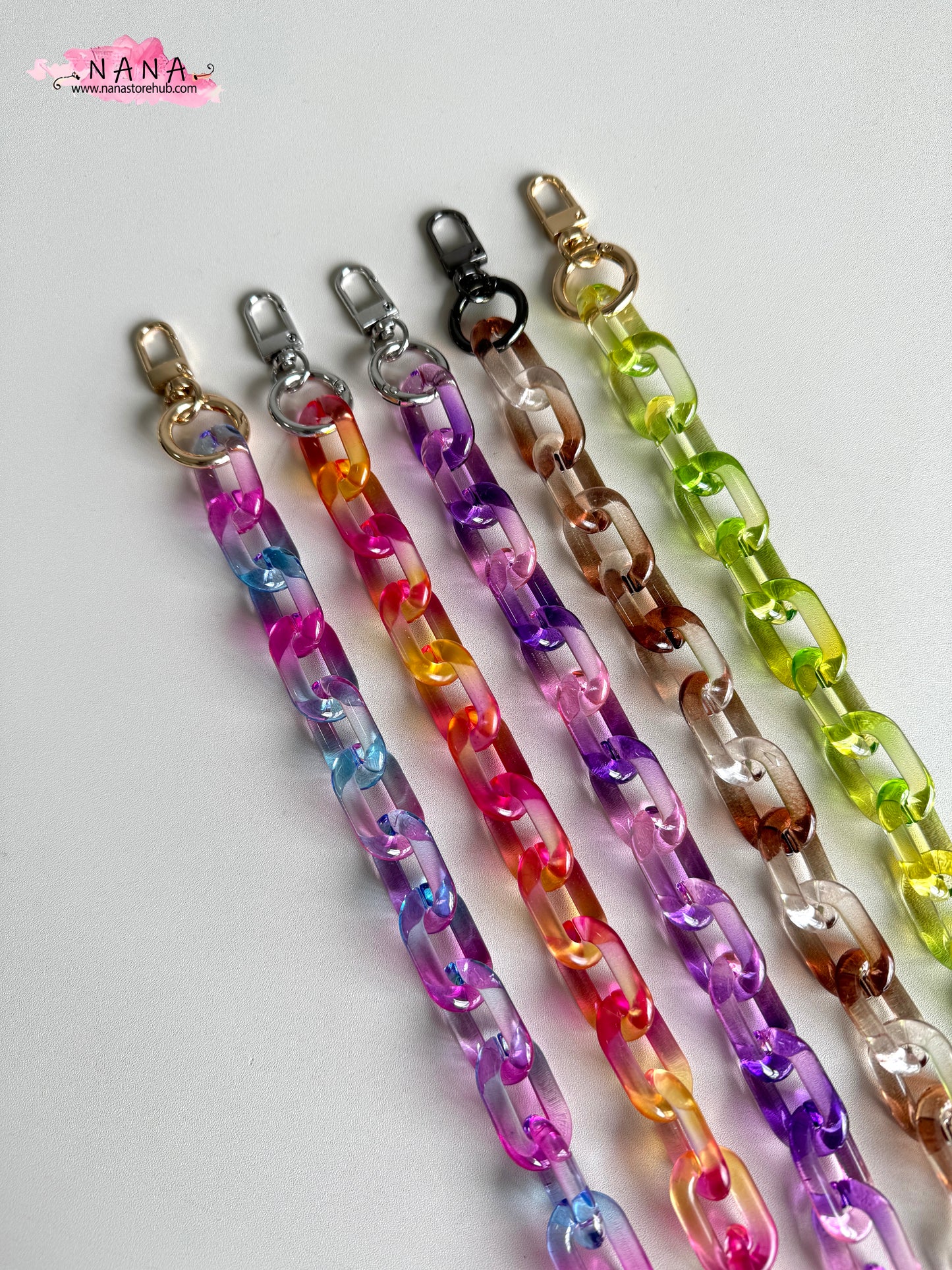 Rainbow Acrylic High Quality Purse Chain, Metal Shoulder Handbag Strap, Replacement Handle Chain, Metal Crossbody Bag Chain Strap LD-3739