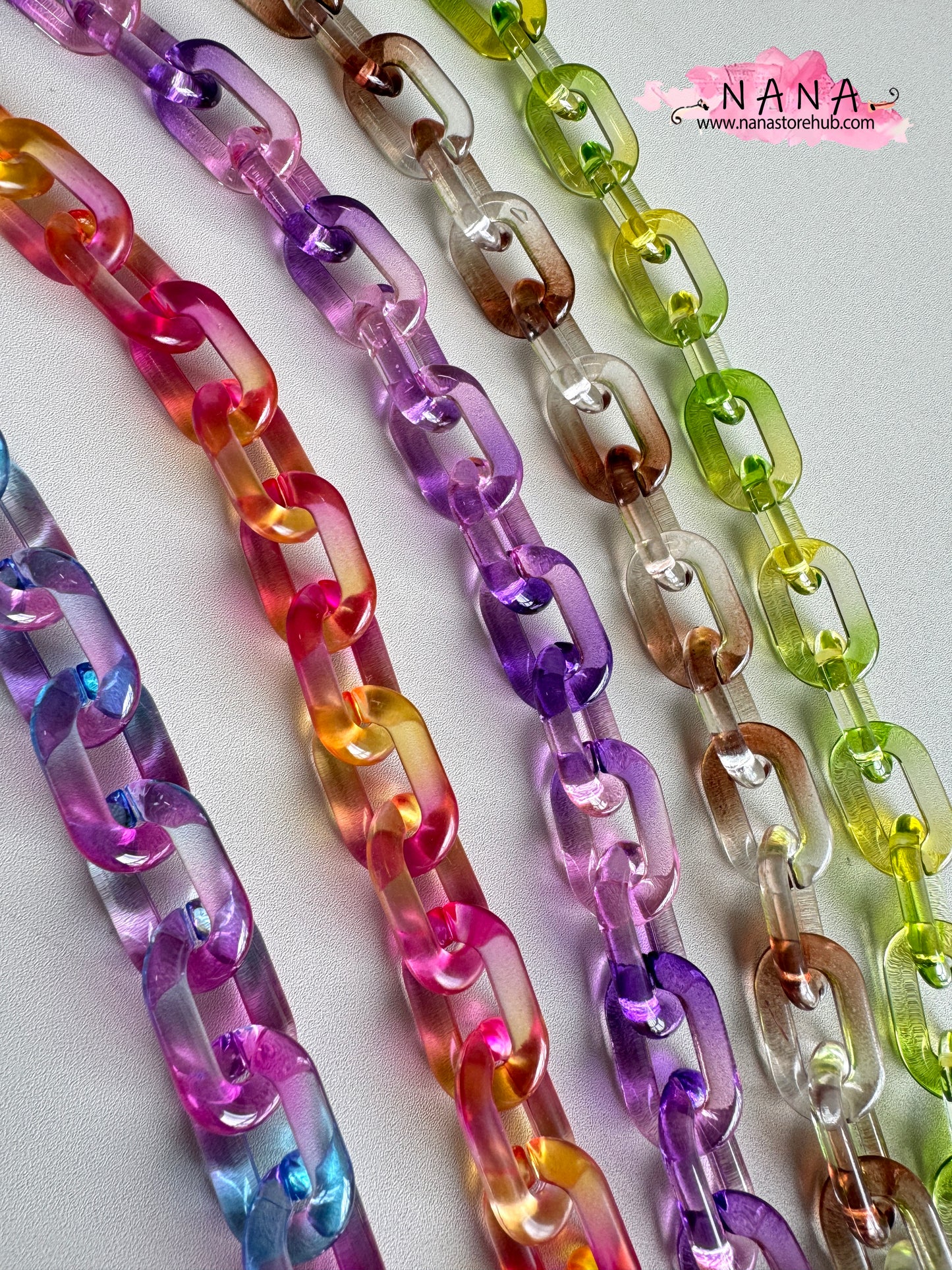 Rainbow Acrylic High Quality Purse Chain, Metal Shoulder Handbag Strap, Replacement Handle Chain, Metal Crossbody Bag Chain Strap LD-3739