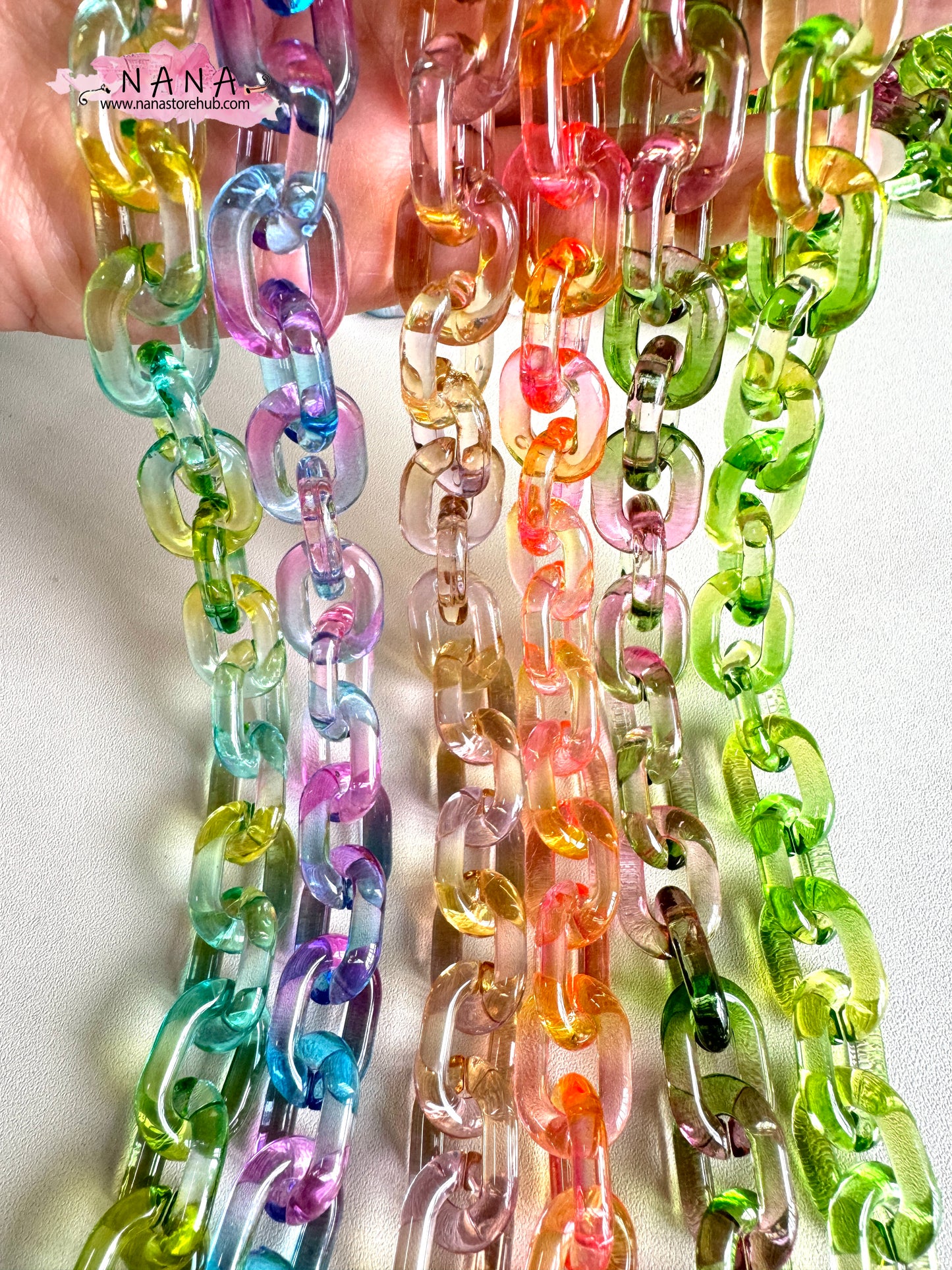 Rainbow Acrylic High Quality Purse Chain, Metal Shoulder Handbag Strap, Replacement Handle Chain, Metal Crossbody Bag Chain Strap LD-3740