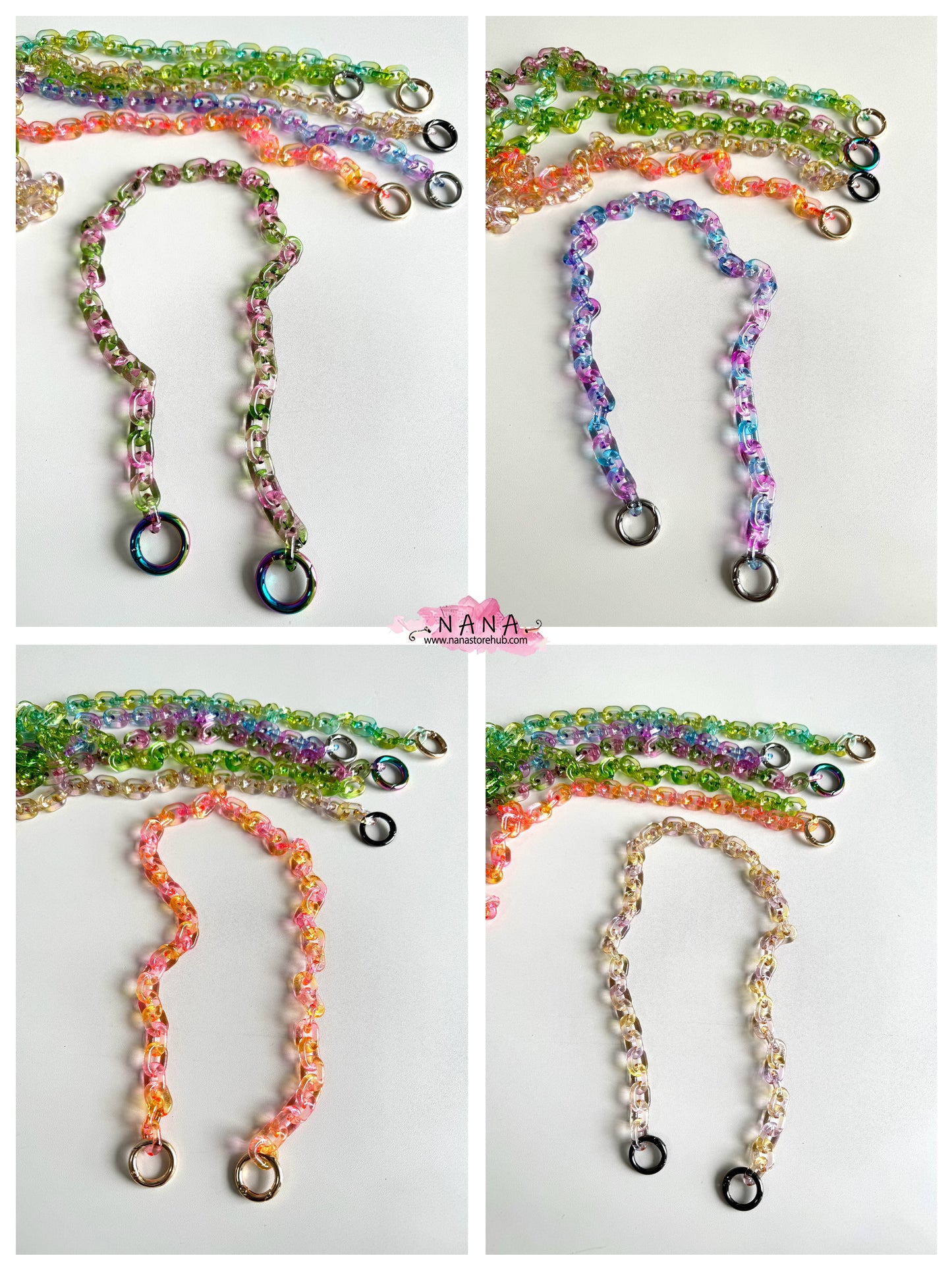 Rainbow Acrylic High Quality Purse Chain, Metal Shoulder Handbag Strap, Replacement Handle Chain, Metal Crossbody Bag Chain Strap LD-3740