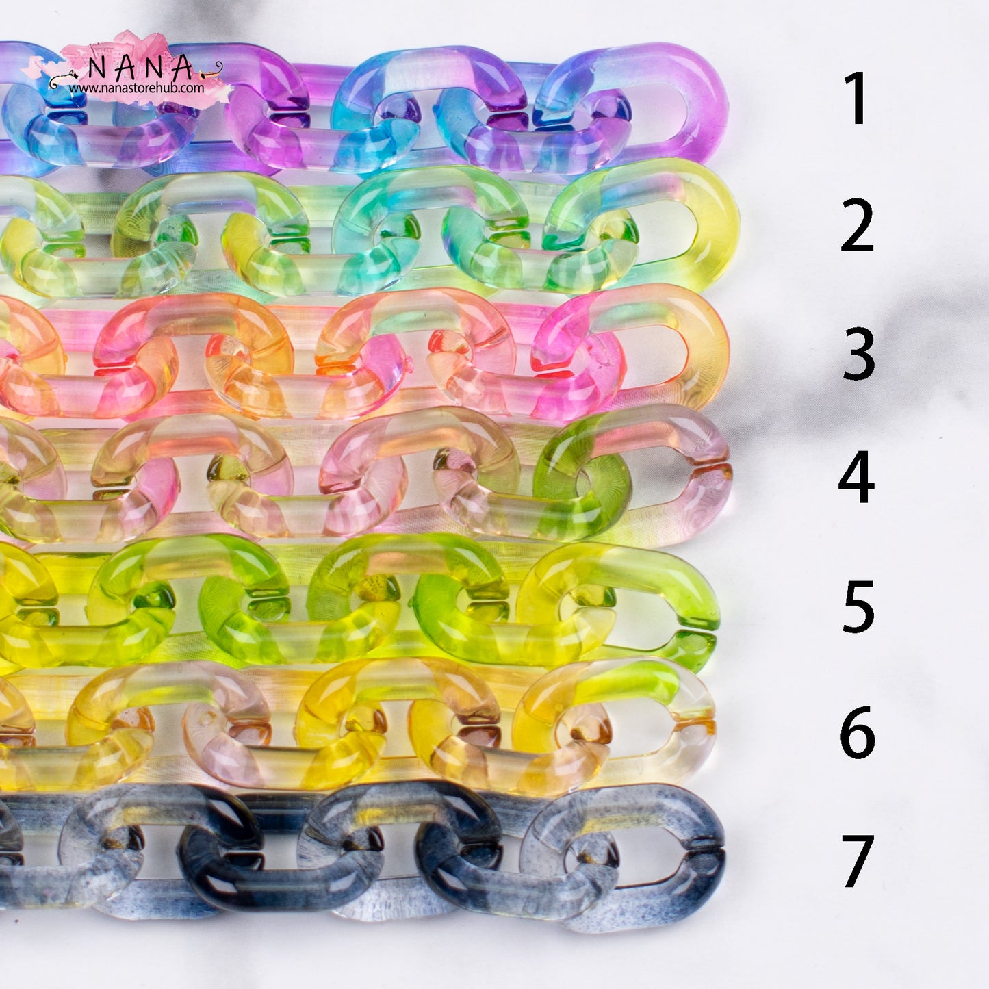 Rainbow Acrylic High Quality Purse Chain, Metal Shoulder Handbag Strap, Replacement Handle Chain, Metal Crossbody Bag Chain Strap LD-3740