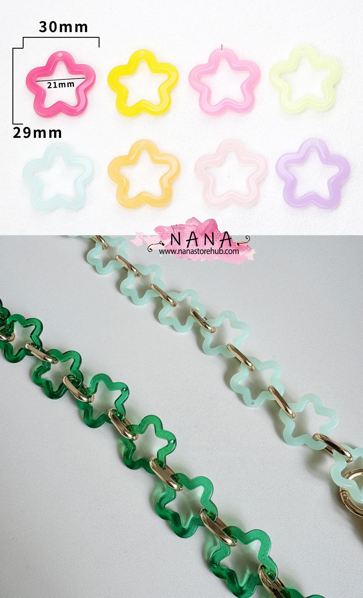 29x30mm Star Acrylic High Quality Purse Chain, Metal Shoulder Handbag Strap,Replacement Handle Chain,Metal Crossbody Bag Chain Strap,JD-3845