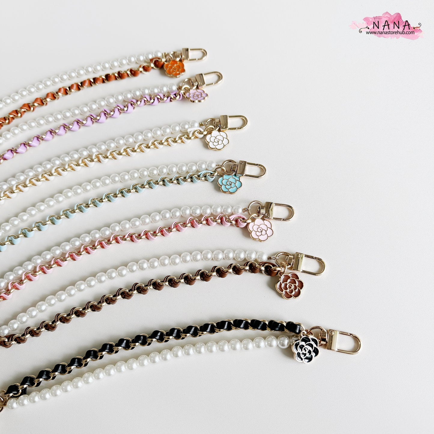 Pearl High Quality Purse Chain,Alloy and PU Leather, Metal Shoulder Handbag Strap, Bag Strap, Bag Accessories, JD-3849