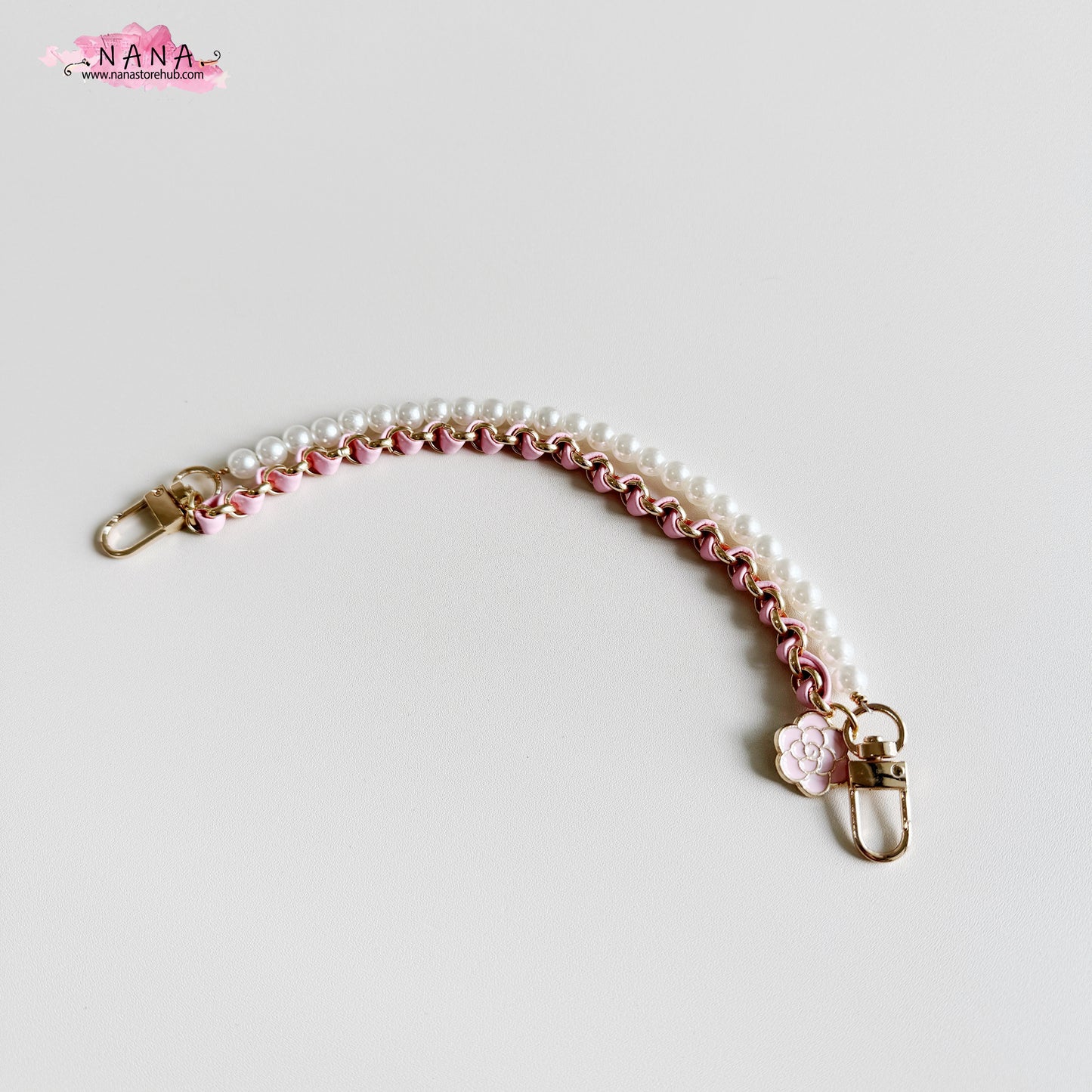 Pearl High Quality Purse Chain,Alloy and PU Leather, Metal Shoulder Handbag Strap, Bag Strap, Bag Accessories, JD-3849