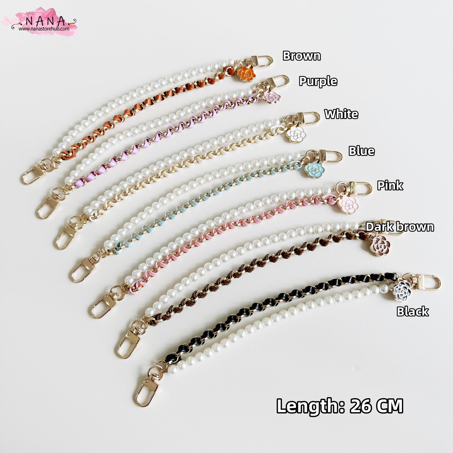 Pearl High Quality Purse Chain,Alloy and PU Leather, Metal Shoulder Handbag Strap, Bag Strap, Bag Accessories, JD-3849