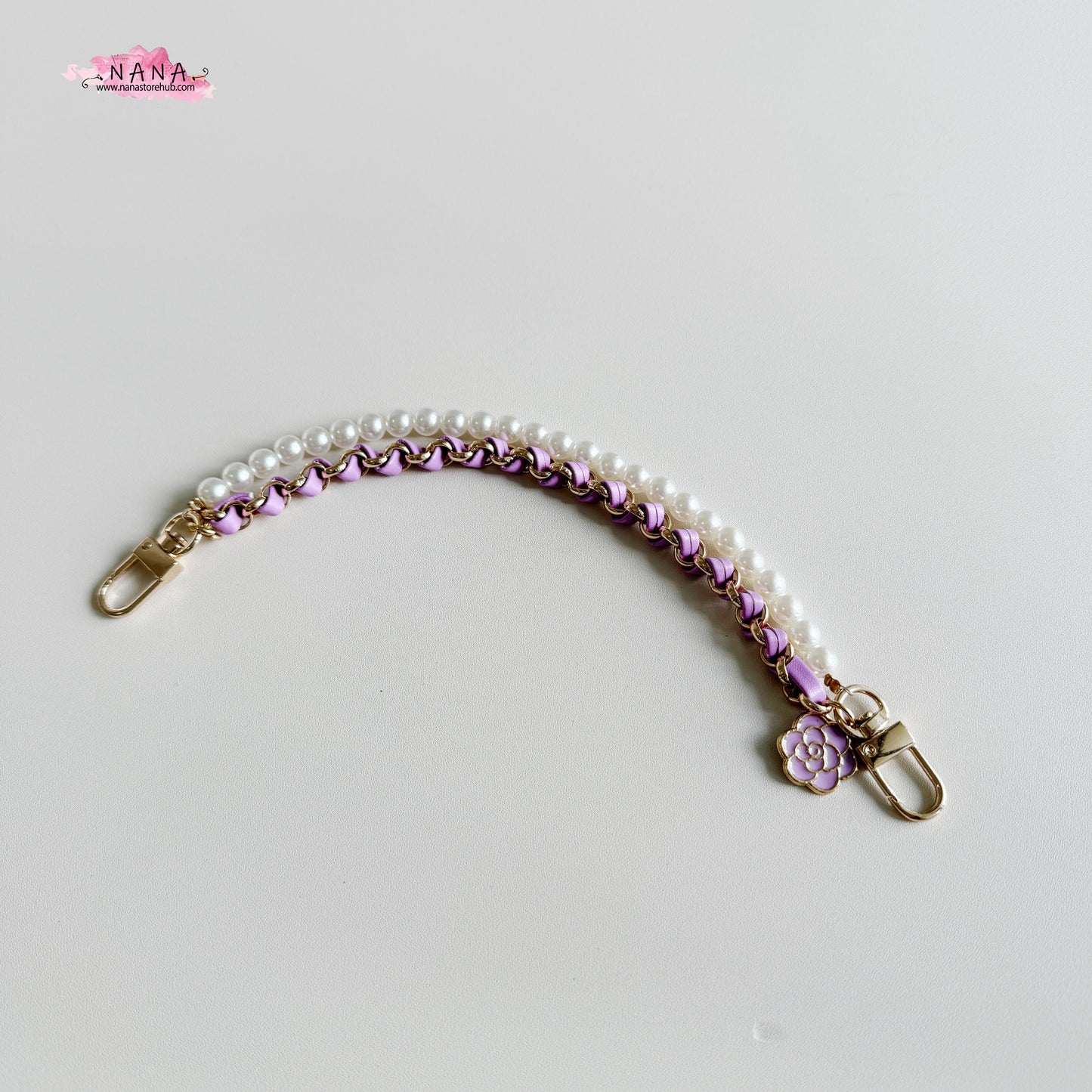 Pearl High Quality Purse Chain,Alloy and PU Leather, Metal Shoulder Handbag Strap, Bag Strap, Bag Accessories, JD-3849