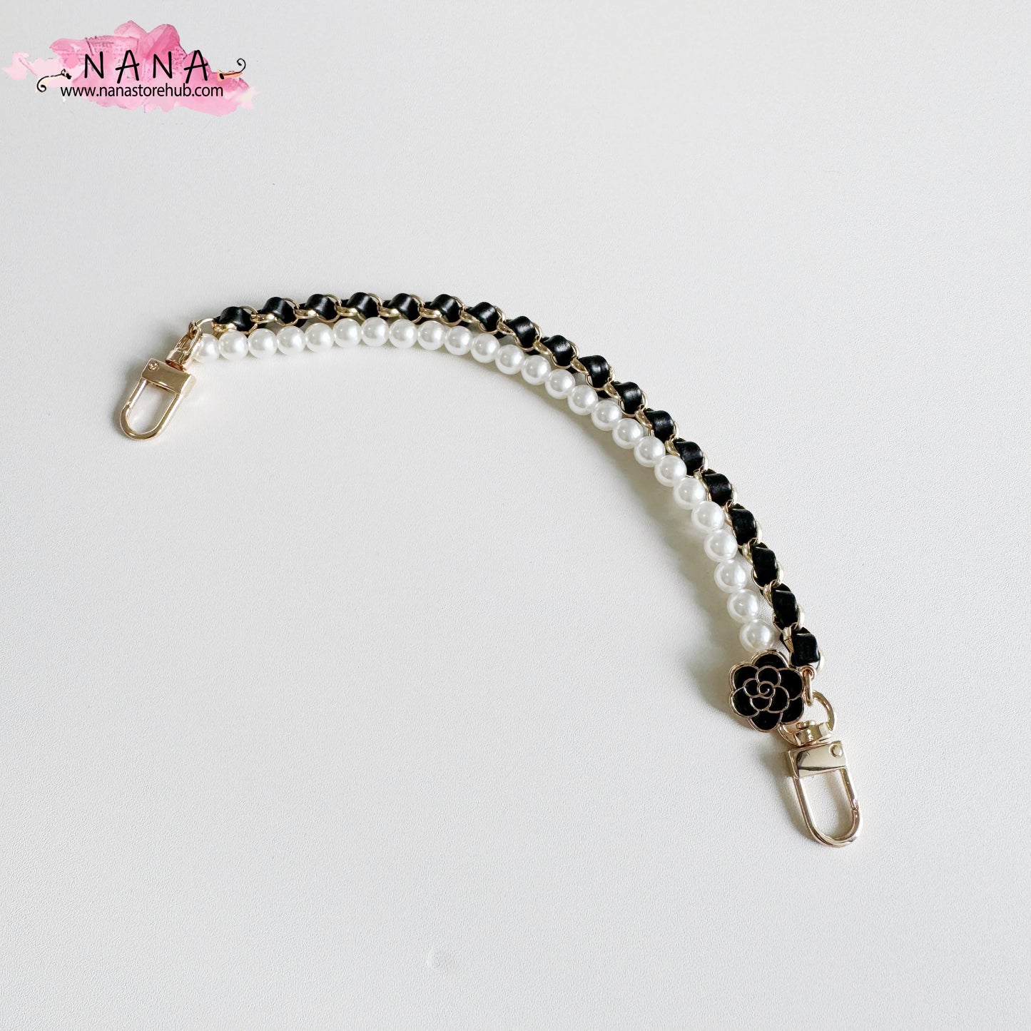 Pearl High Quality Purse Chain,Alloy and PU Leather, Metal Shoulder Handbag Strap, Bag Strap, Bag Accessories, JD-3849