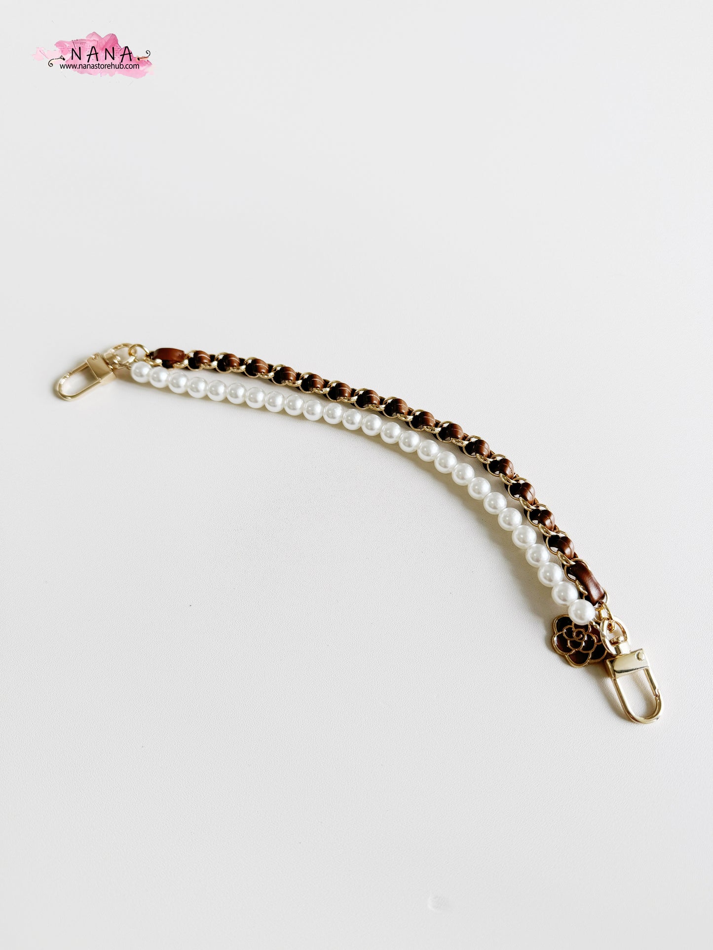 Pearl High Quality Purse Chain,Alloy and PU Leather, Metal Shoulder Handbag Strap, Bag Strap, Bag Accessories, JD-3849