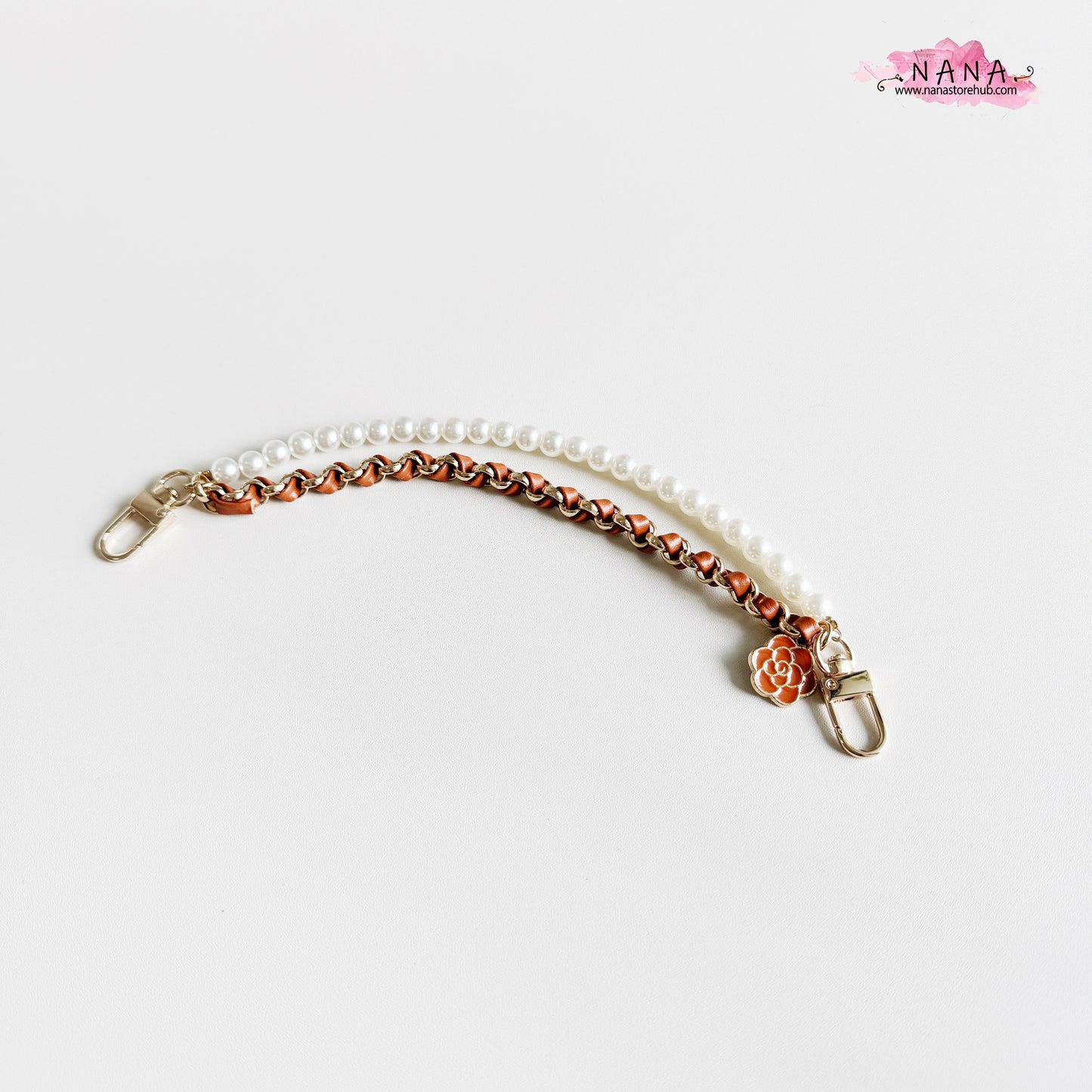 Pearl High Quality Purse Chain,Alloy and PU Leather, Metal Shoulder Handbag Strap, Bag Strap, Bag Accessories, JD-3849