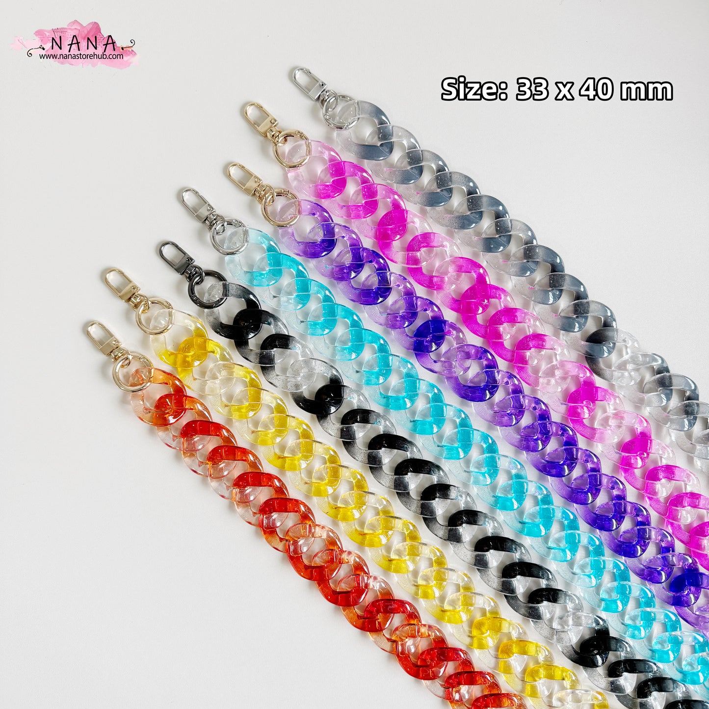 33x40mm Gradient Acrylic High Quality Purse Chain,Metal Shoulder Handbag Strap,Replacement Handle Chain,Crossbody Bag Chain Strap,LD-3850