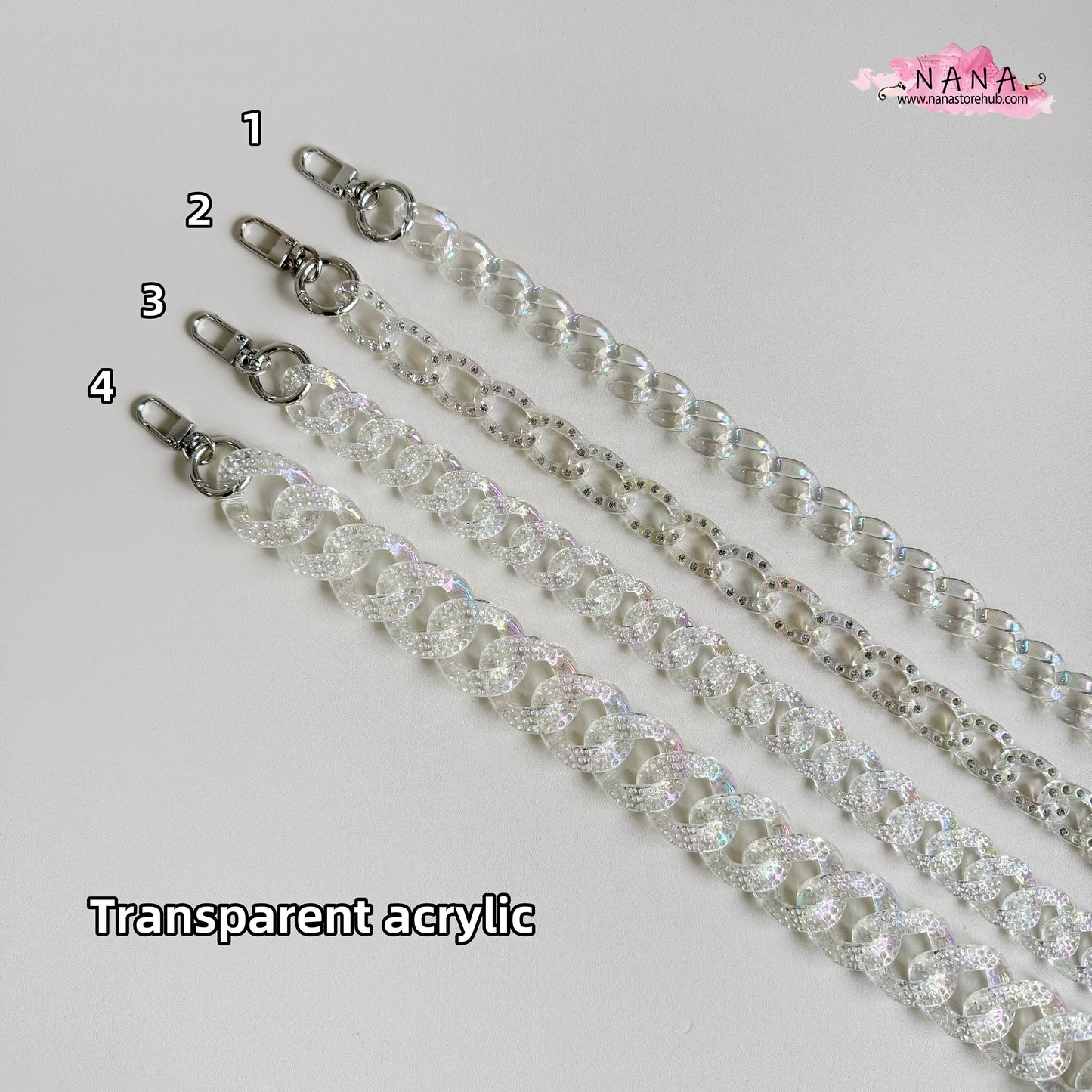 Transparent Acrylic High Quality Purse Chain, Metal Shoulder Handbag Strap,Replacement Handle Chain, Metal Crossbody Bag Chain Strap,LD-3852