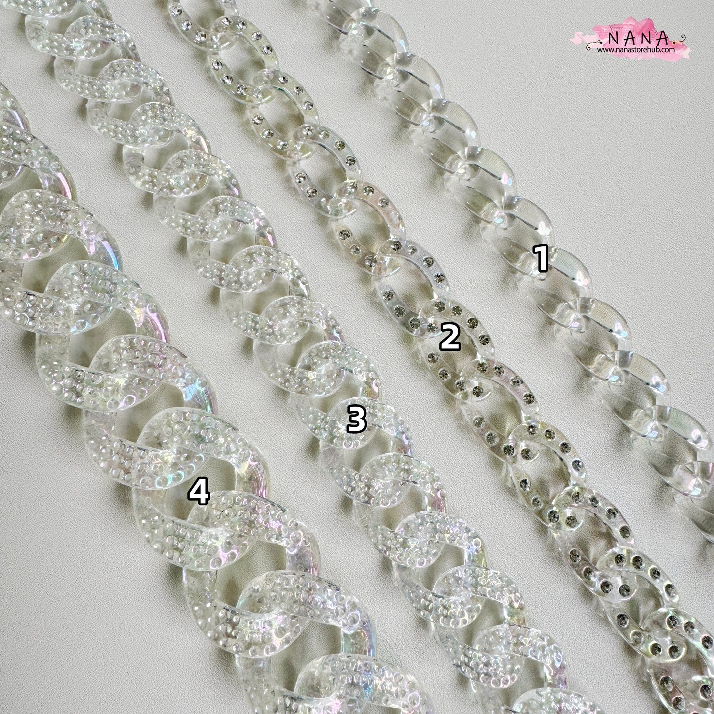 Transparent Acrylic High Quality Purse Chain, Metal Shoulder Handbag Strap,Replacement Handle Chain, Metal Crossbody Bag Chain Strap,LD-3852