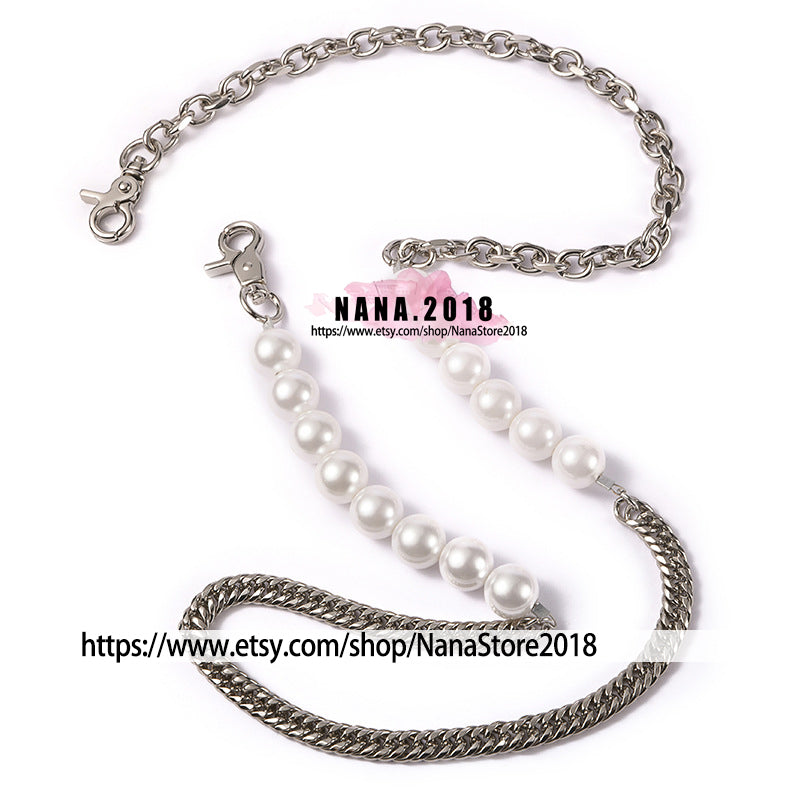 Pearl High Quality Purse Chain,Alloy and Pearl, Metal Shoulder Handbag Strap,Bag Strap, Bag Accessories, JD-3855