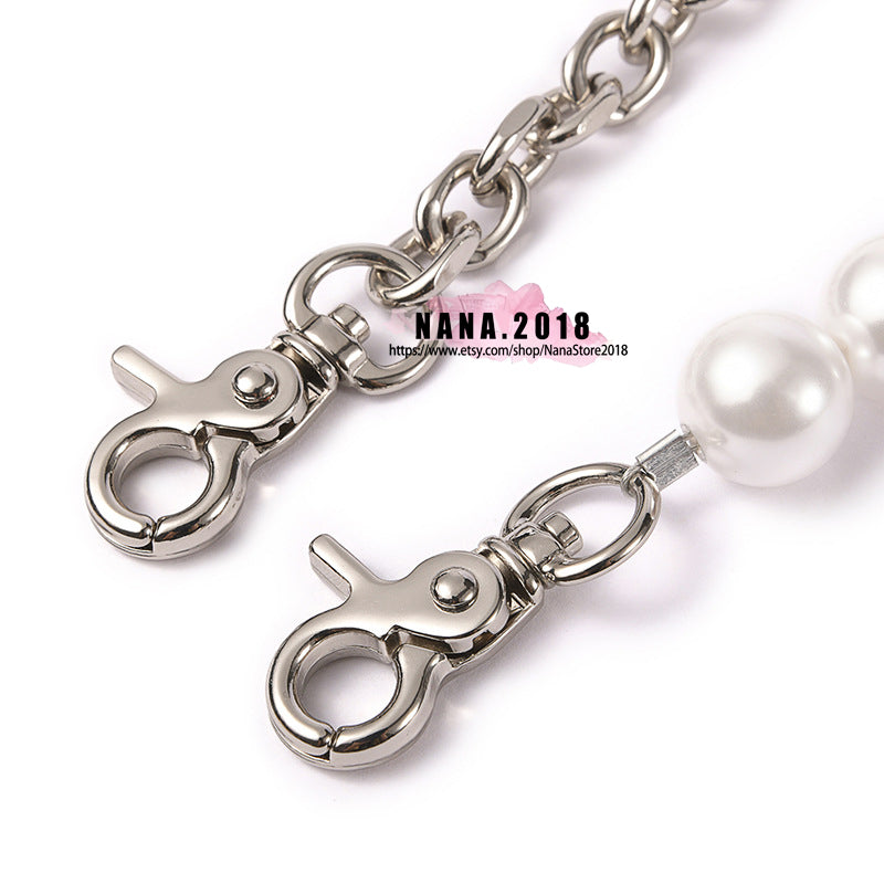 Pearl High Quality Purse Chain,Alloy and Pearl, Metal Shoulder Handbag Strap,Bag Strap, Bag Accessories, JD-3855