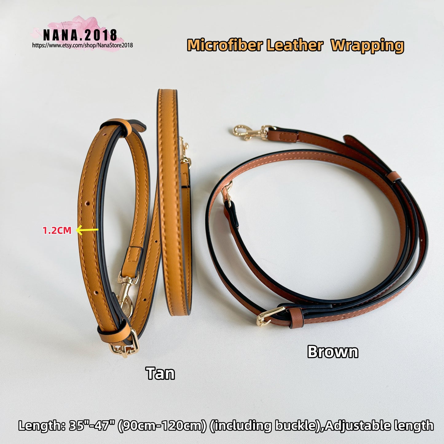 7 Color, 1.2 CM Microfiber Leather High Quality  Wrapping, Leather Shoulder Handbag Strap, Replacement Handle , Bag Accessories, JD-3856