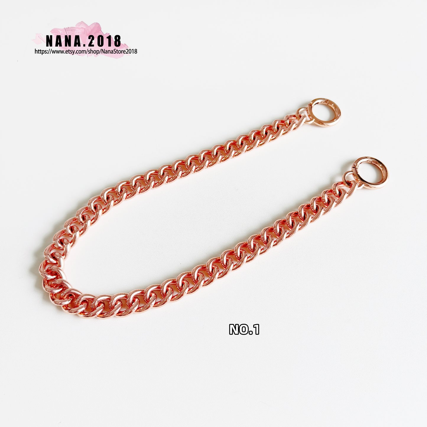 17MM, Rose gold High Quality Purse Chain, Metal Shoulder Handbag Strap, Replacement Handle Chain, Metal Crossbody Bag Chain Strap,JD-3857