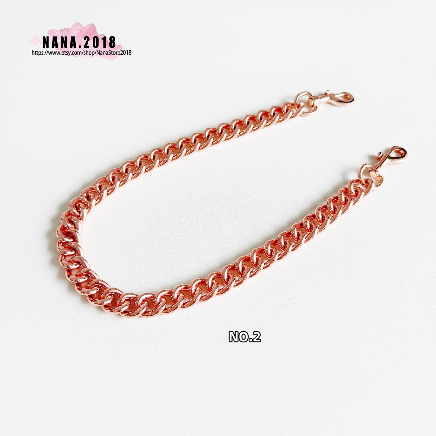 17MM, Rose gold High Quality Purse Chain, Metal Shoulder Handbag Strap, Replacement Handle Chain, Metal Crossbody Bag Chain Strap,JD-3857