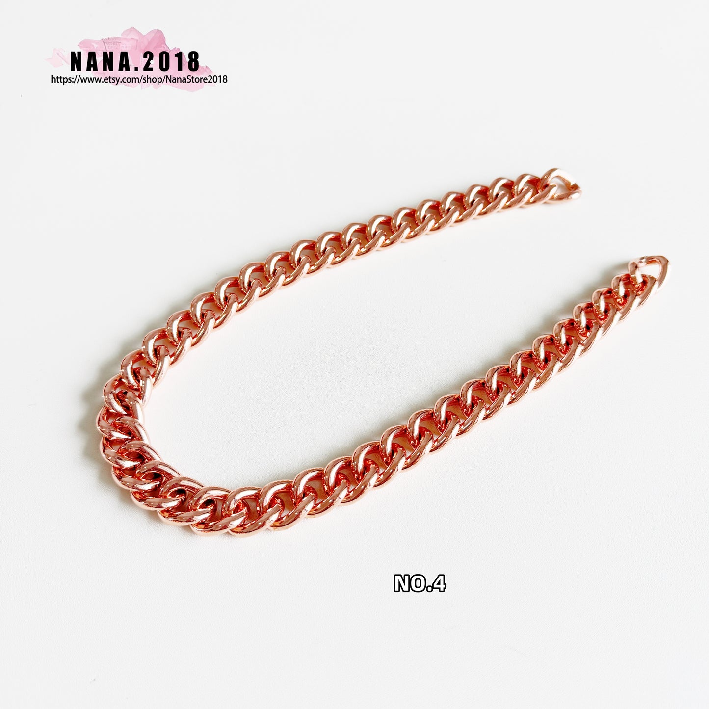 17MM, Rose gold High Quality Purse Chain, Metal Shoulder Handbag Strap, Replacement Handle Chain, Metal Crossbody Bag Chain Strap,JD-3857